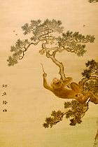 Mus&eacute;e de Shanghai  - Abeille et singe dans le cypr�s